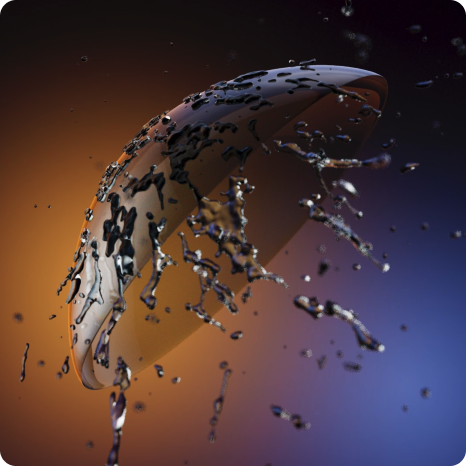 A graphic of a Precision7 contact lens with water splashing off 