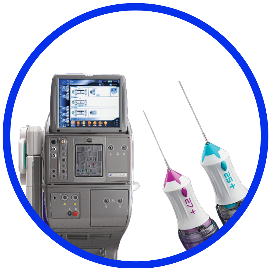 Platforms and Probes on white background with blue circle