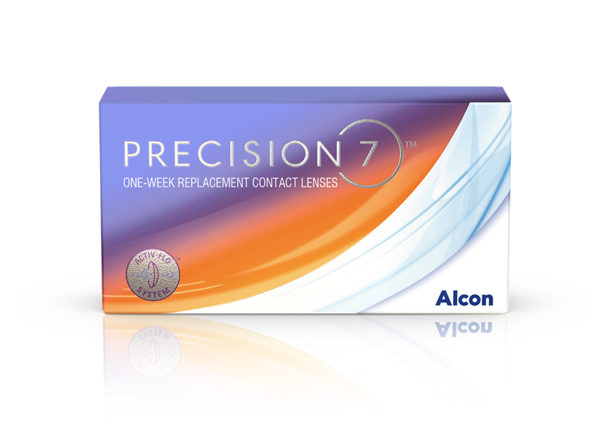 product box for Precision7 one-week replacement contact lenses