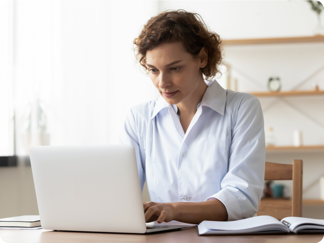 Woman working on a laptop