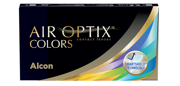 product box for Air Optix plus Colors monthly color contact lenses by Alcon