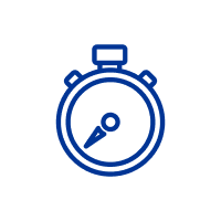 Blue stopwatch icon on a white background