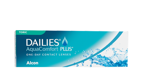 product box for Dailies AquaComfort Plus Toric daily contact lenses by Alcon