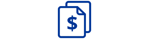 icon of two overlapping documents, with a dollar sign on the front page