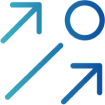 Icon featuring two upward arrows and a circular target symbol, indicating accurate and directed focus