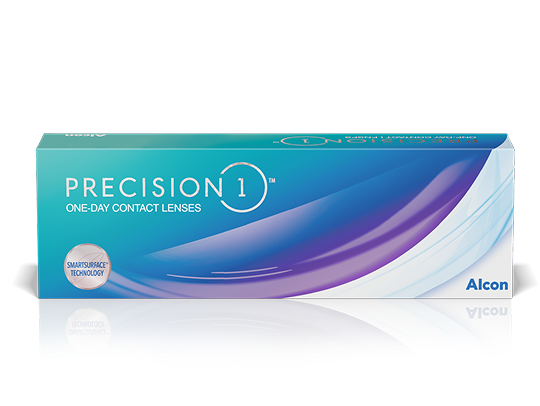 product boxes for Precision1 sphere and for Astigmatism daily contact lenses by Alcon