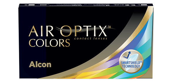 product box for Air Optix plus Colors monthly color contact lenses by Alcon