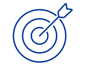 Target icon with an arrow hitting the bullseye