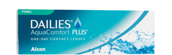 product box for Dailies AquaComfort Plus Toric daily contact lenses by Alcon